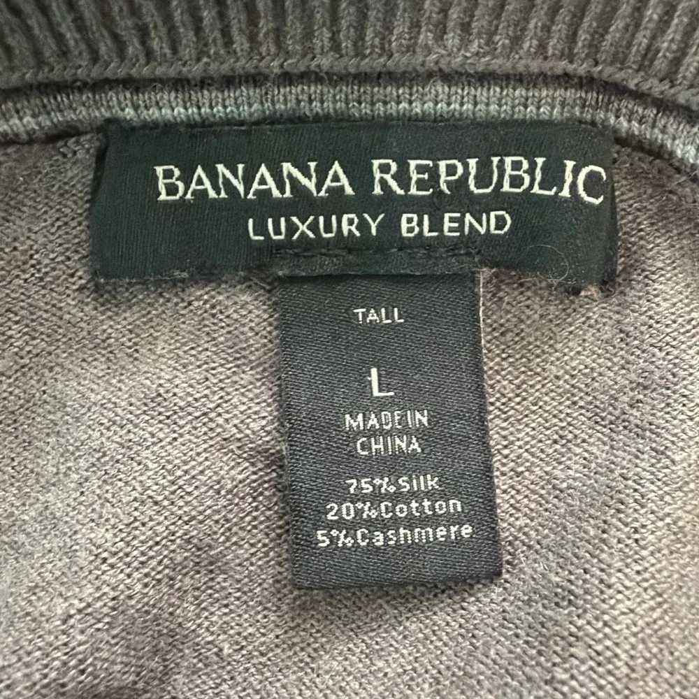 Banana Republic Crew Neck Sweater Men L Tall Silk Cotton Cashmere Gray Pullover